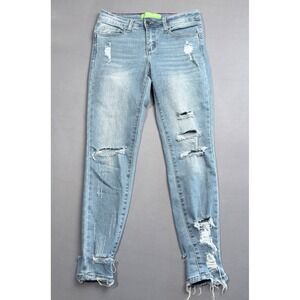 GOGO JEANS Distressed Ripped Light Wash Denim‎ Skinny Jeans Sz 1/25